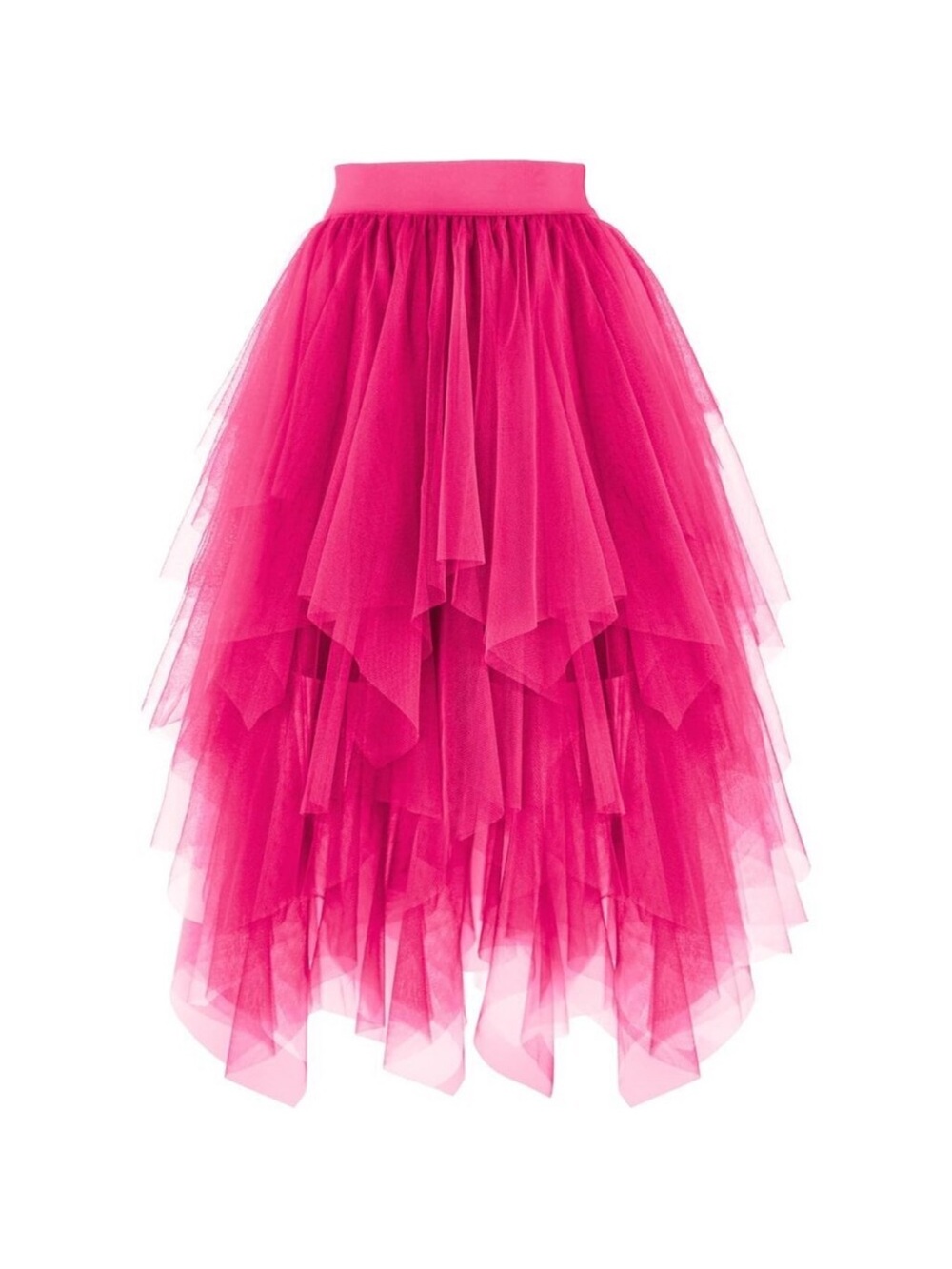 Tulle Fuchsia Skirts for Women High Waist Elastic Midi Skirt Mesh Tutu Skirts